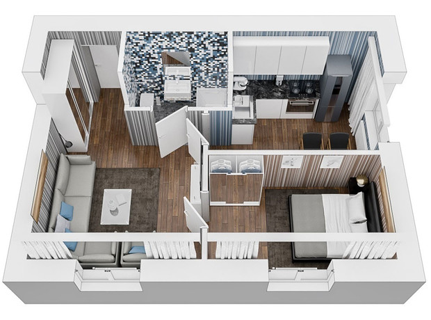 ЖК Парк Слави: планування 2-кімнатної квартири 36.26 м²