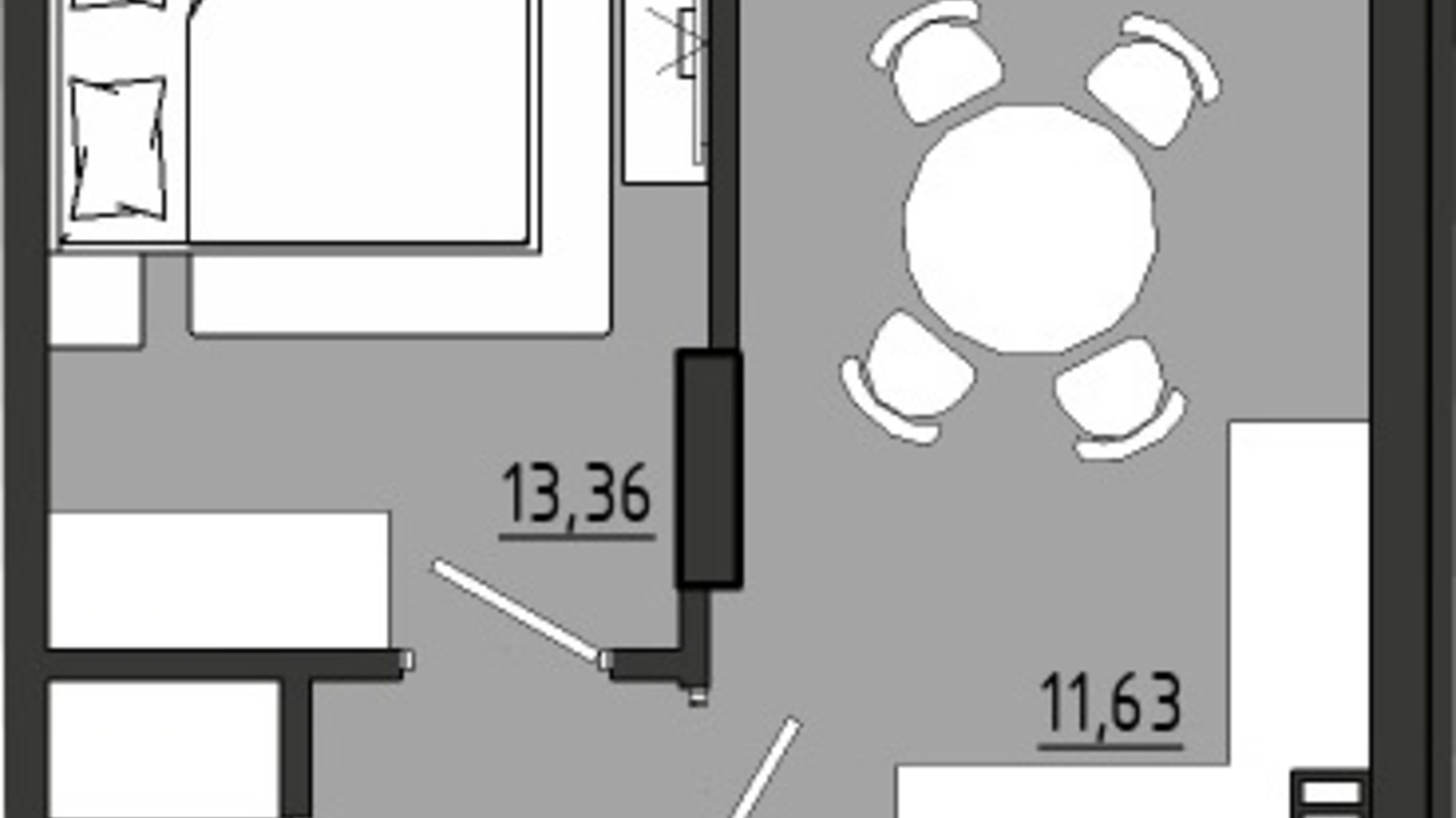 Планировка 1-комнатной квартиры в ЖР Сады Ривьеры 36.47 м², фото 336704