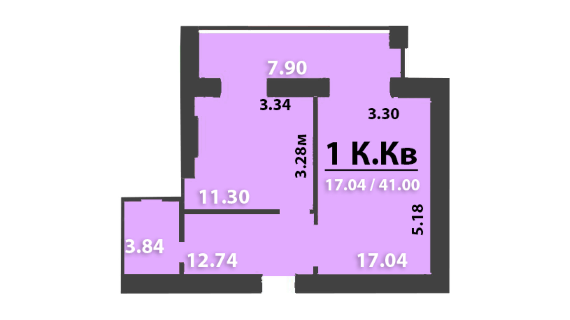 Планировка 1-комнатной квартиры в ЖК Park Residence 41 м², фото 337030