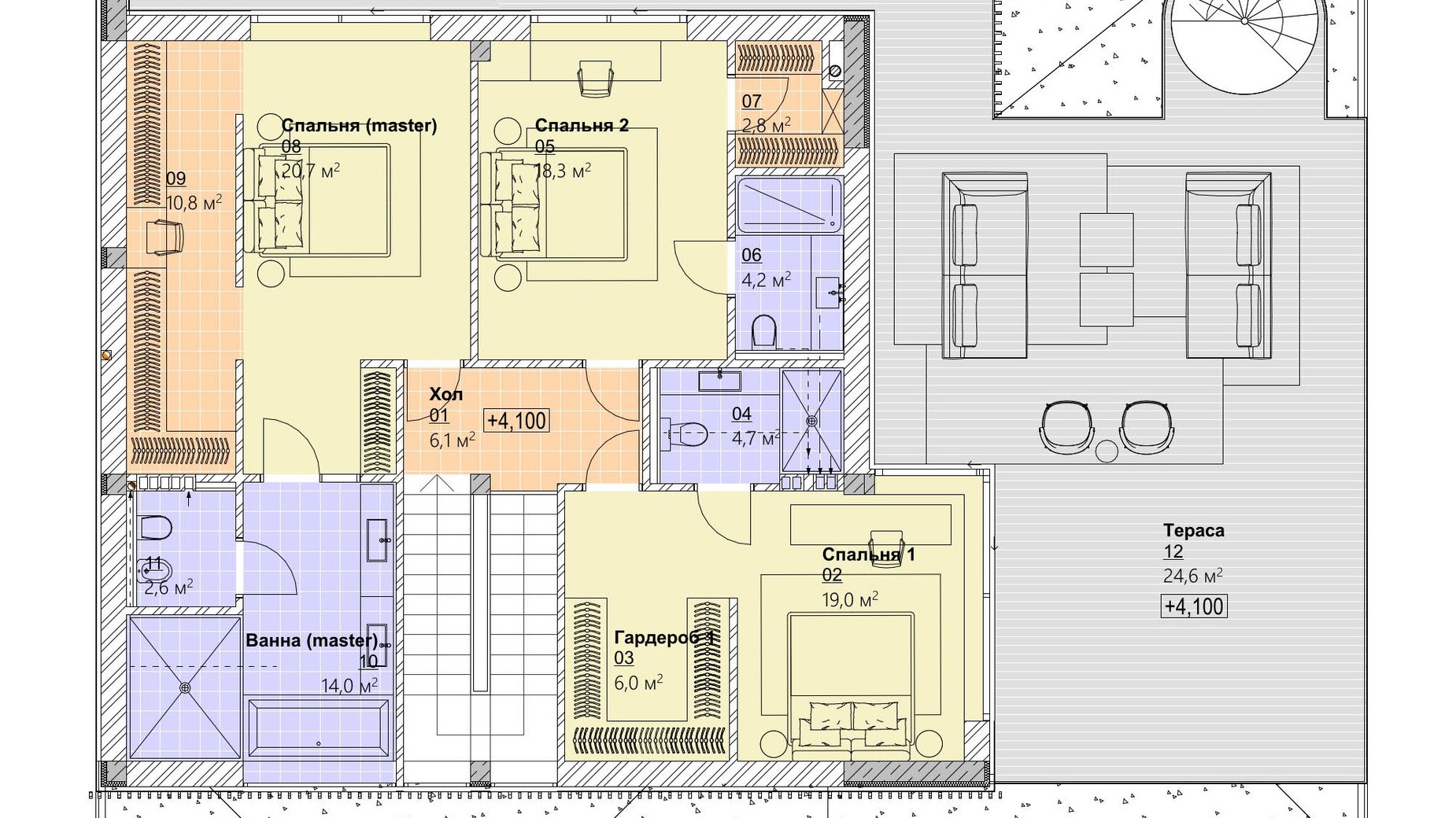 Планировка коттеджа в КГ Ariel Village 351.4 м², фото 337288