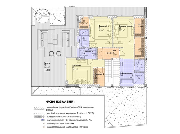 КГ Ariel Village: планировка 4-комнатной квартиры 329.8 м²
