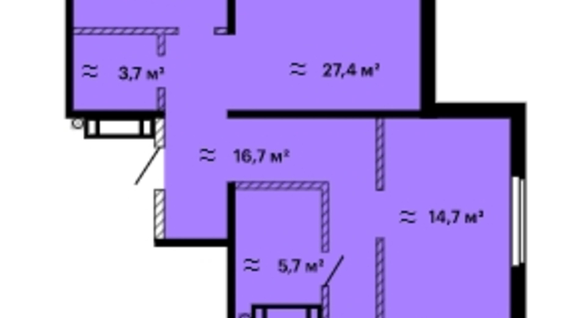 Планування 3-кімнатної квартири в ЖК Оскар 106.4 м², фото 337408