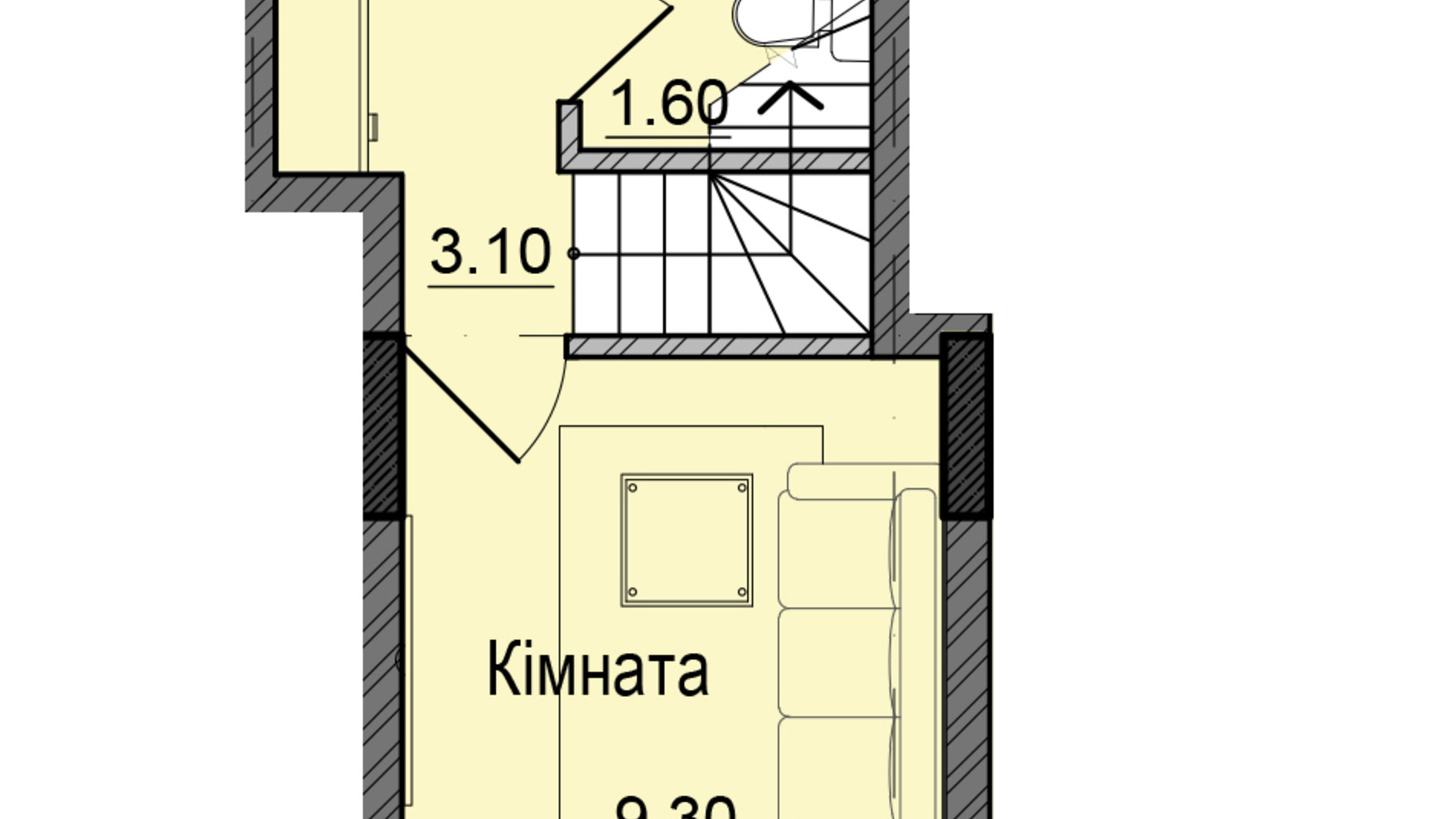 Планування багато­рівневої квартири в ЖК Акварелі Проспекту 72 м², фото 337425