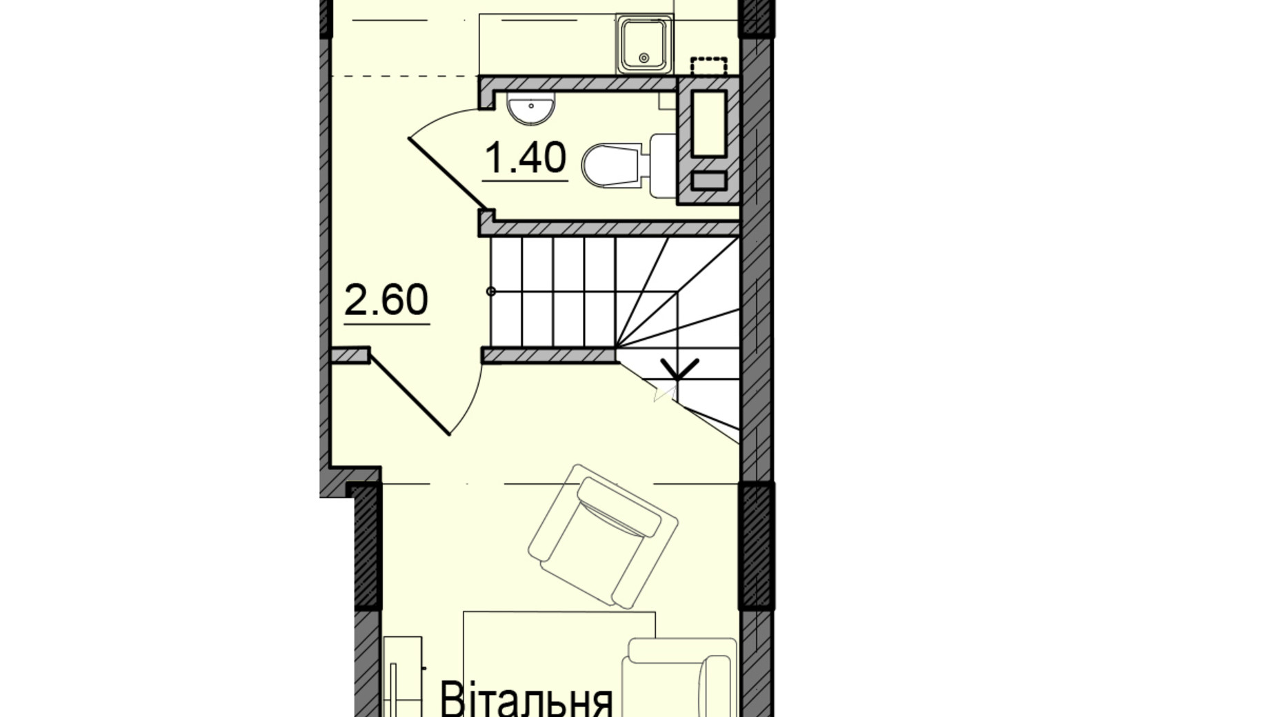 Планування багато­рівневої квартири в ЖК Акварелі Проспекту 77.9 м², фото 337426