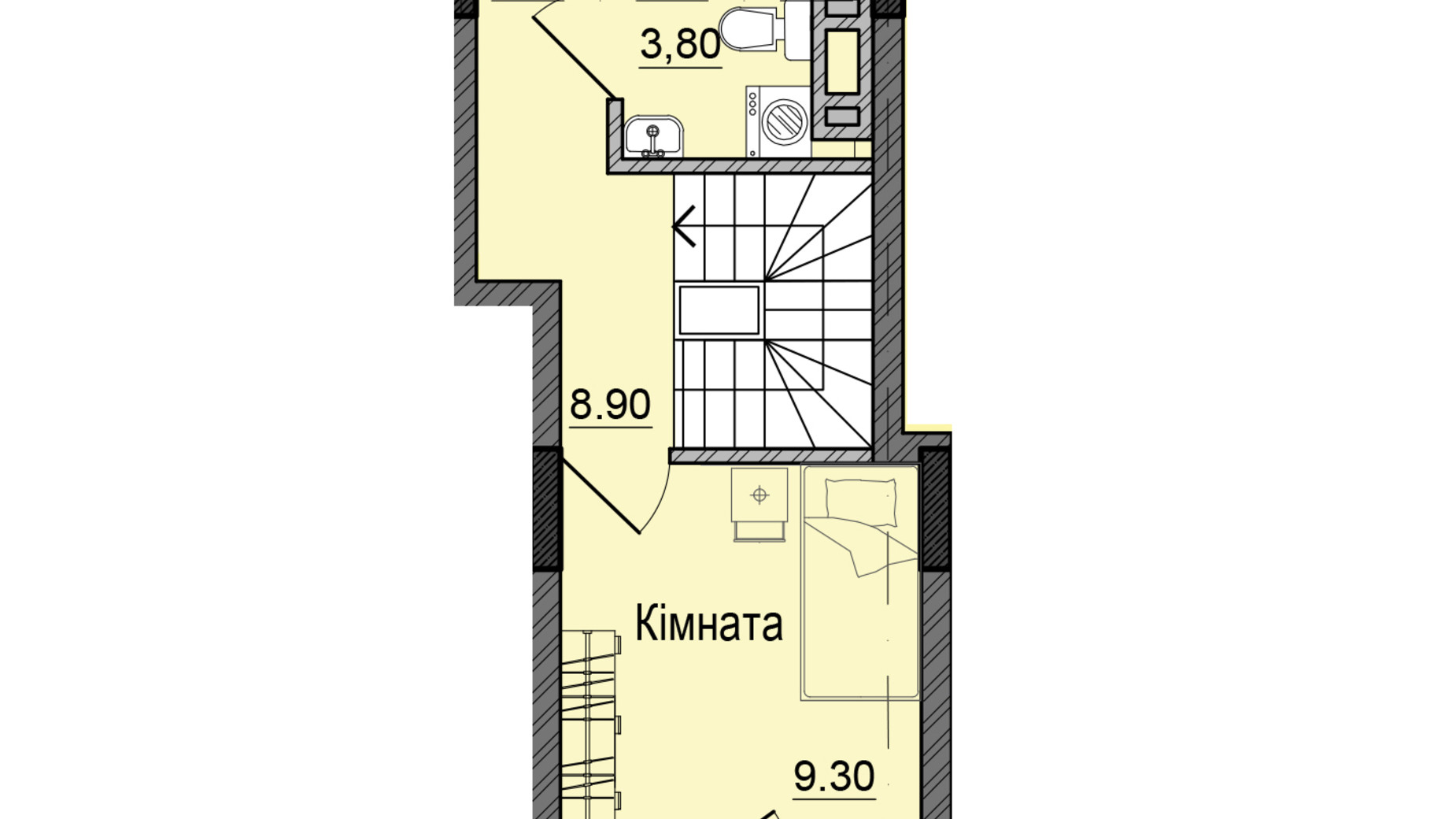 Планування багато­рівневої квартири в ЖК Акварелі Проспекту 72 м², фото 337461