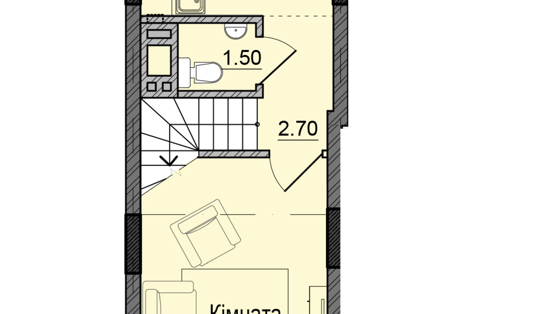 Планировка много­уровневой квартиры в ЖК Акварели Проспекта 91.2 м², фото 337809
