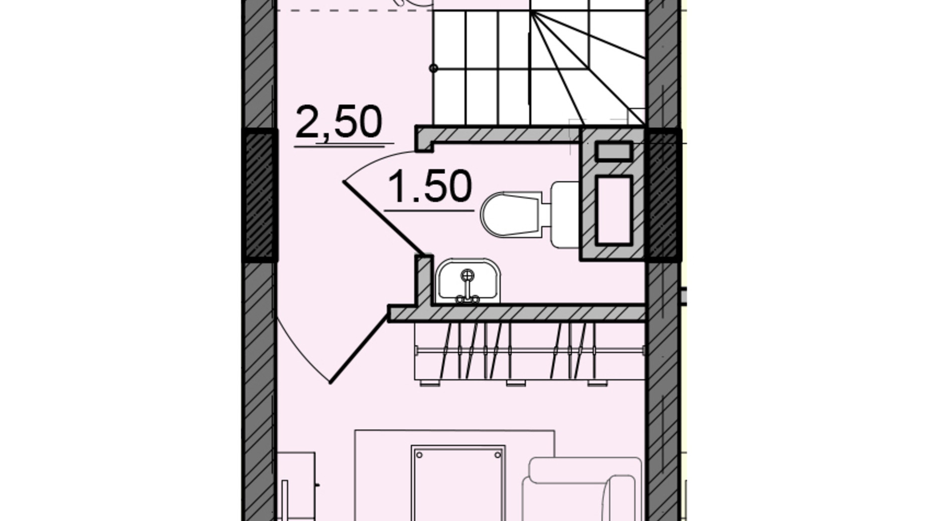 Планировка много­уровневой квартиры в ЖК Акварели Проспекта 61.7 м², фото 337810