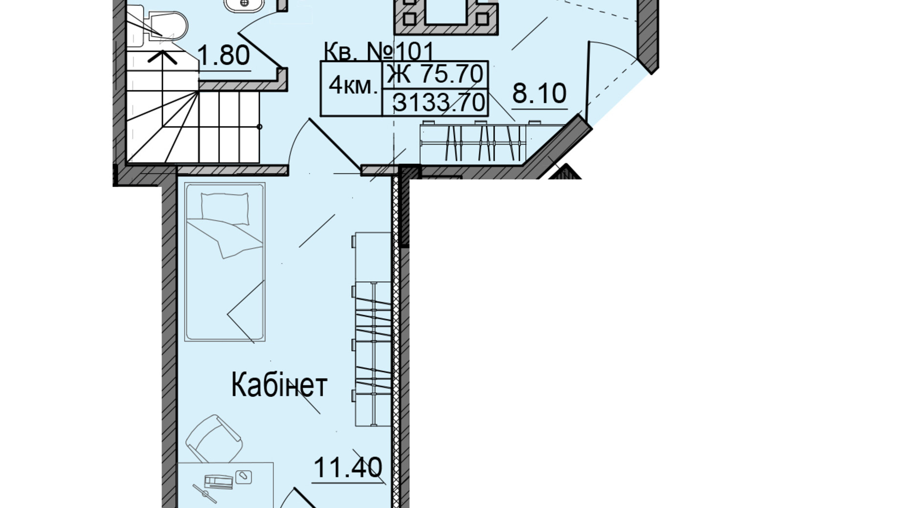 Планировка много­уровневой квартиры в ЖК Акварели Проспекта 133.7 м², фото 337811