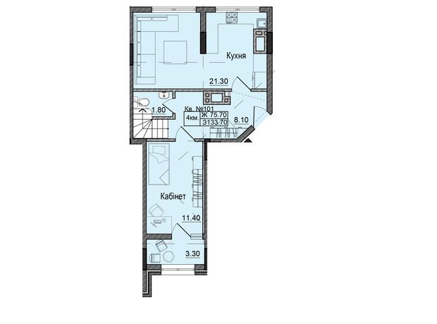 ЖК Акварели Проспекта: планировка 4-комнатной квартиры 133.7 м²