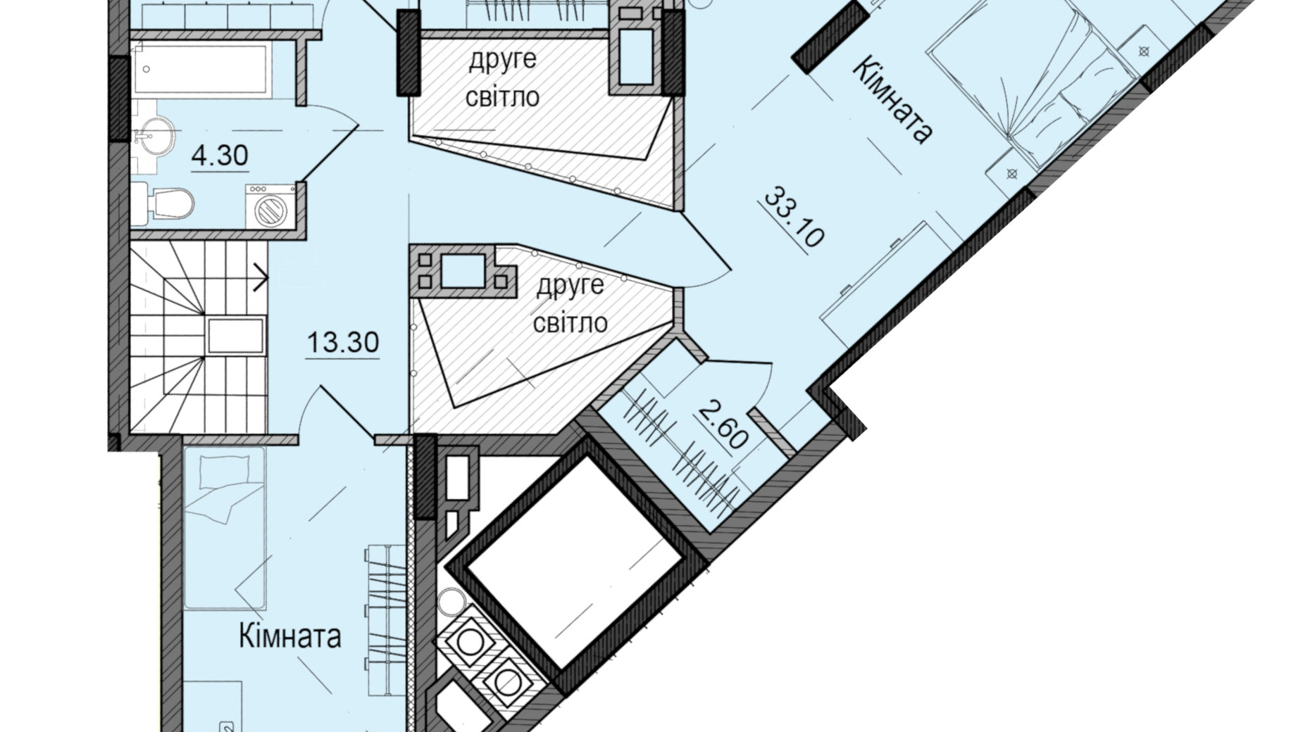 Планировка много­уровневой квартиры в ЖК Акварели Проспекта 133.7 м², фото 337830