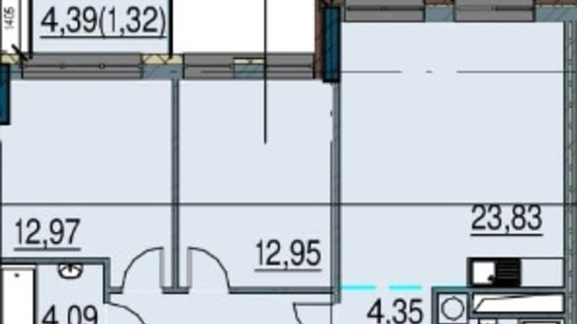 Планировка 2-комнатной квартиры в ЖК Пространство на Инглези 75.43 м², фото 338007