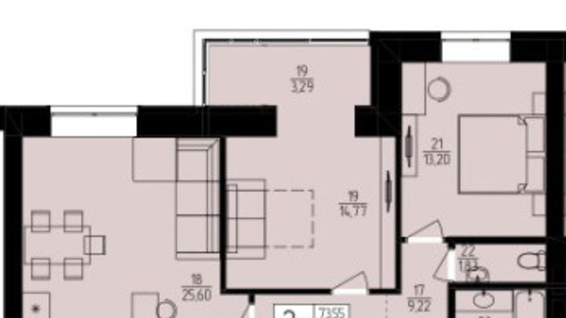 Планировка 2-комнатной квартиры в ЖК Harmony for you 73.55 м², фото 338098