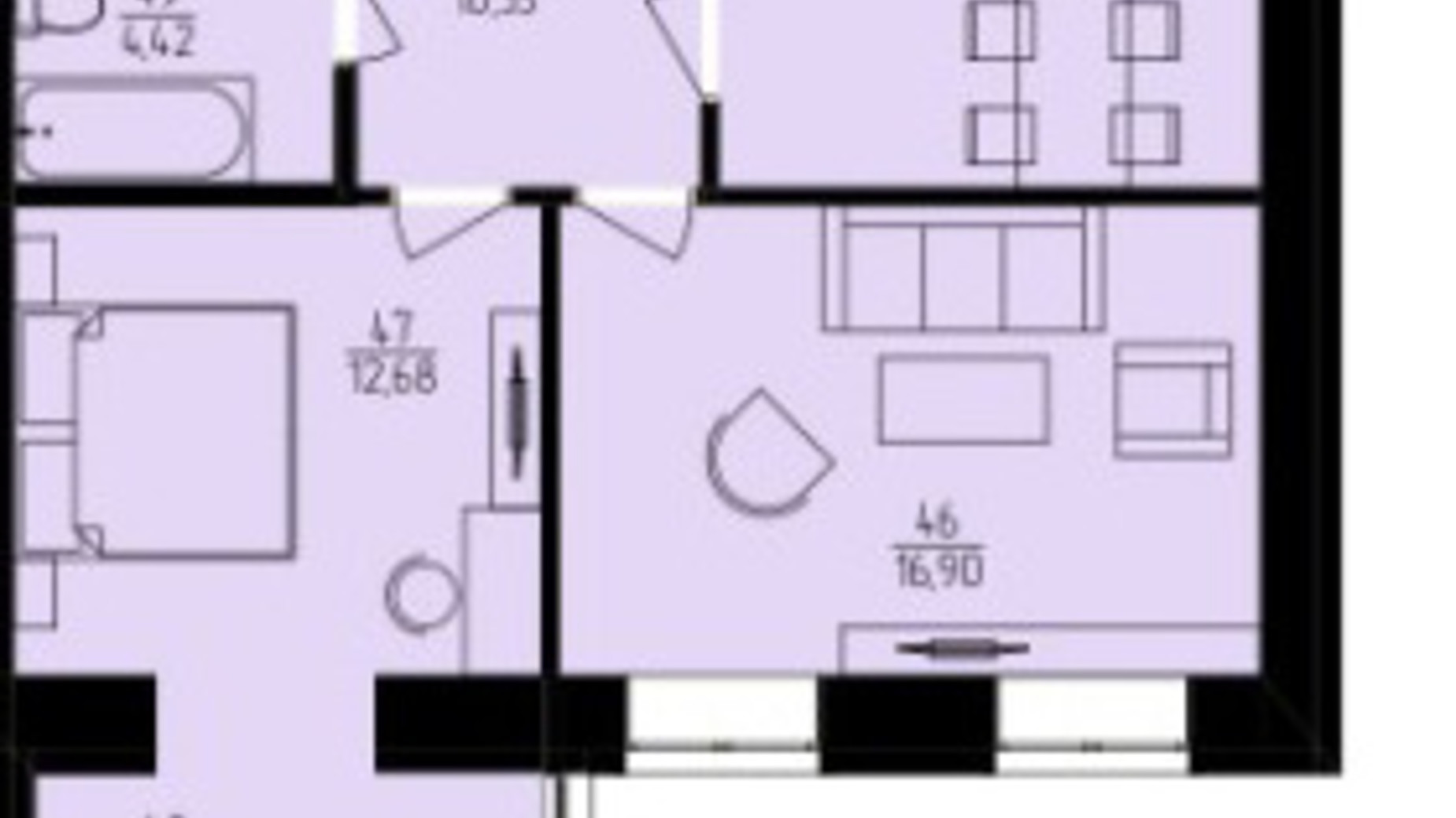 Планування 2-кімнатної квартири в ЖК Harmony for you 66.7 м², фото 338103
