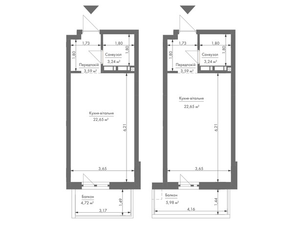 ЖК Gravity Park: планування 1-кімнатної квартири 31.3 м²