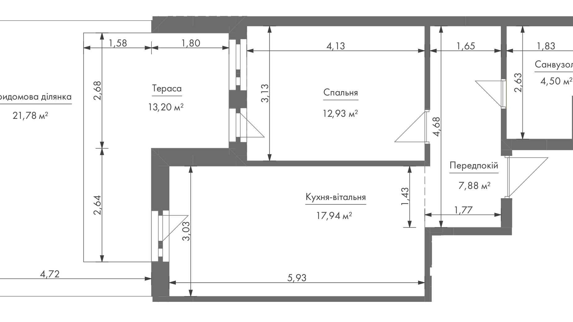 Планування апартаментів в ЖК Gravity Park 45.2 м², фото 338196