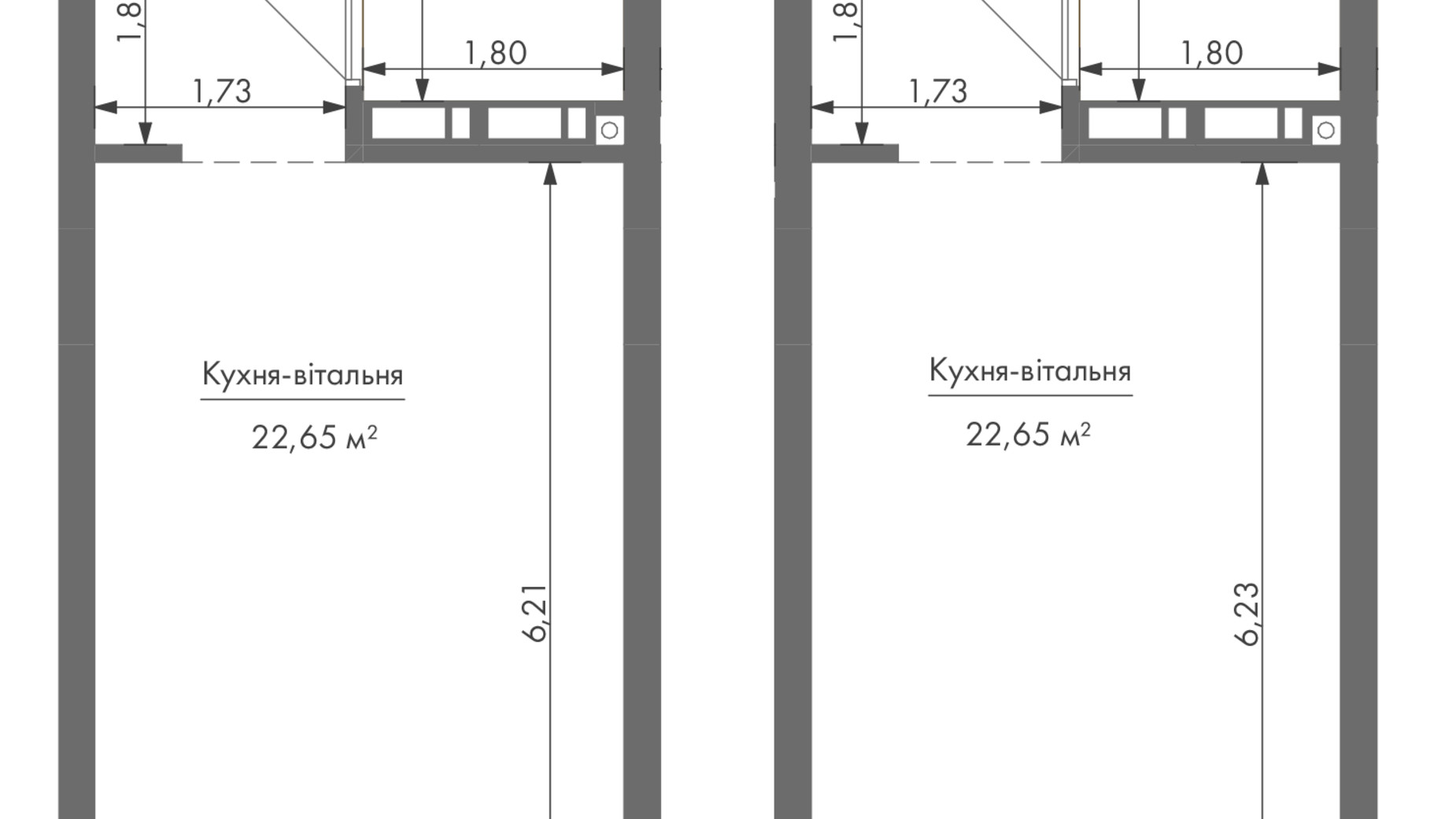 Планування апартаментів в ЖК Gravity Park 30.8 м², фото 338200