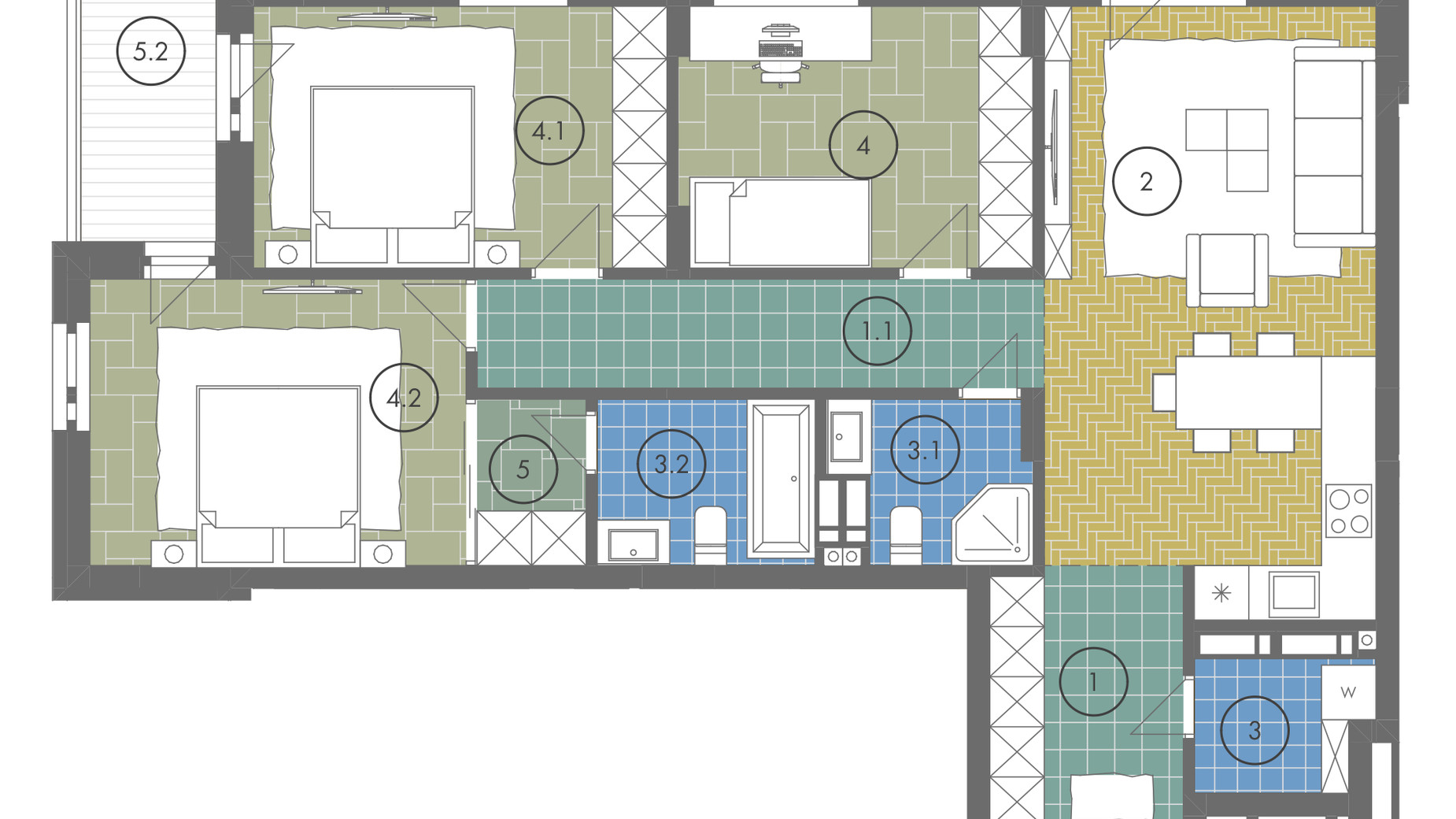 Планування апартаментів в ЖК Gravity Park 92.8 м², фото 338228