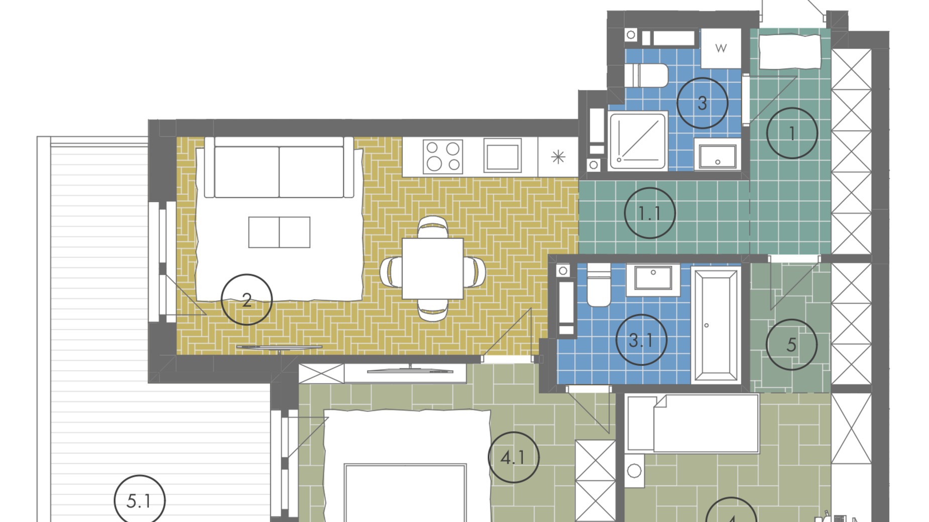 Планування апартаментів в ЖК Gravity Park 70.1 м², фото 338239