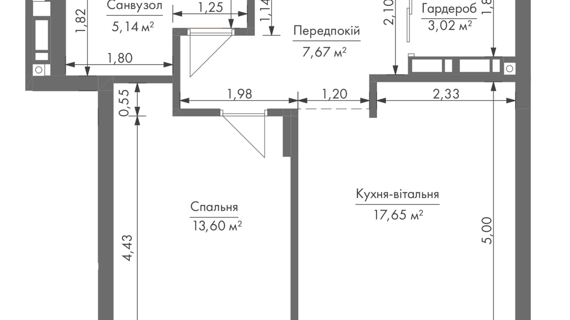 Планування апартаментів в ЖК Gravity Park 48.9 м², фото 338242