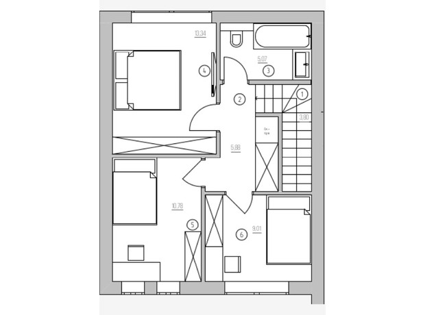 Таунхаус 10 Hills: планировка 4-комнатной квартиры 101.2 м²