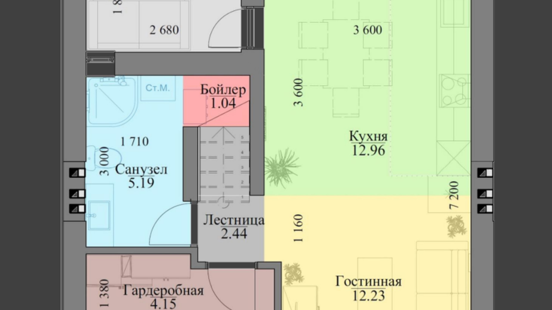 Планування таунхауса в Таунхаус Stone House Krukovchina 76.15 м², фото 338545