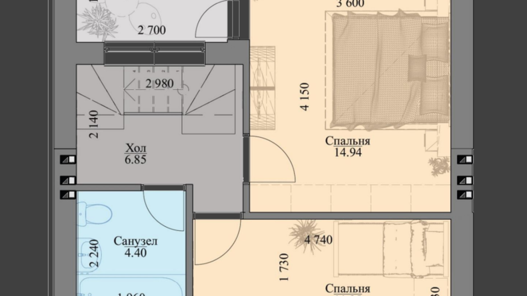 Планування таунхауса в Таунхаус Stone House Krukovchina 76.15 м², фото 338551