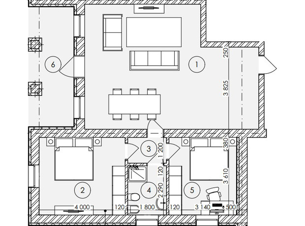 КД Family Botaniq Garden: планировка 3-комнатной квартиры 79.34 м²