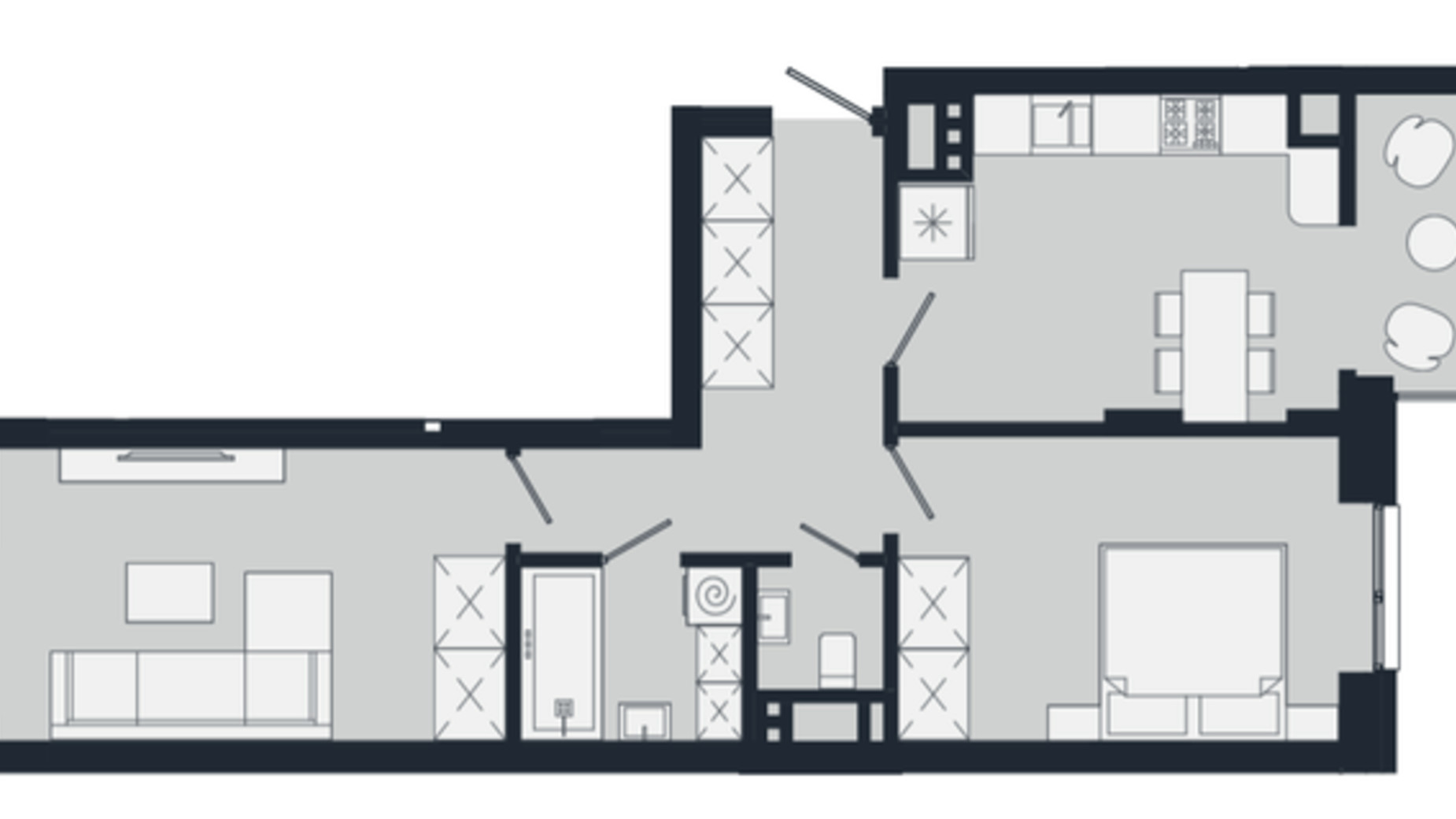 Планировка 2-комнатной квартиры в ЖК Vodogray UN1T 63.66 м², фото 339863