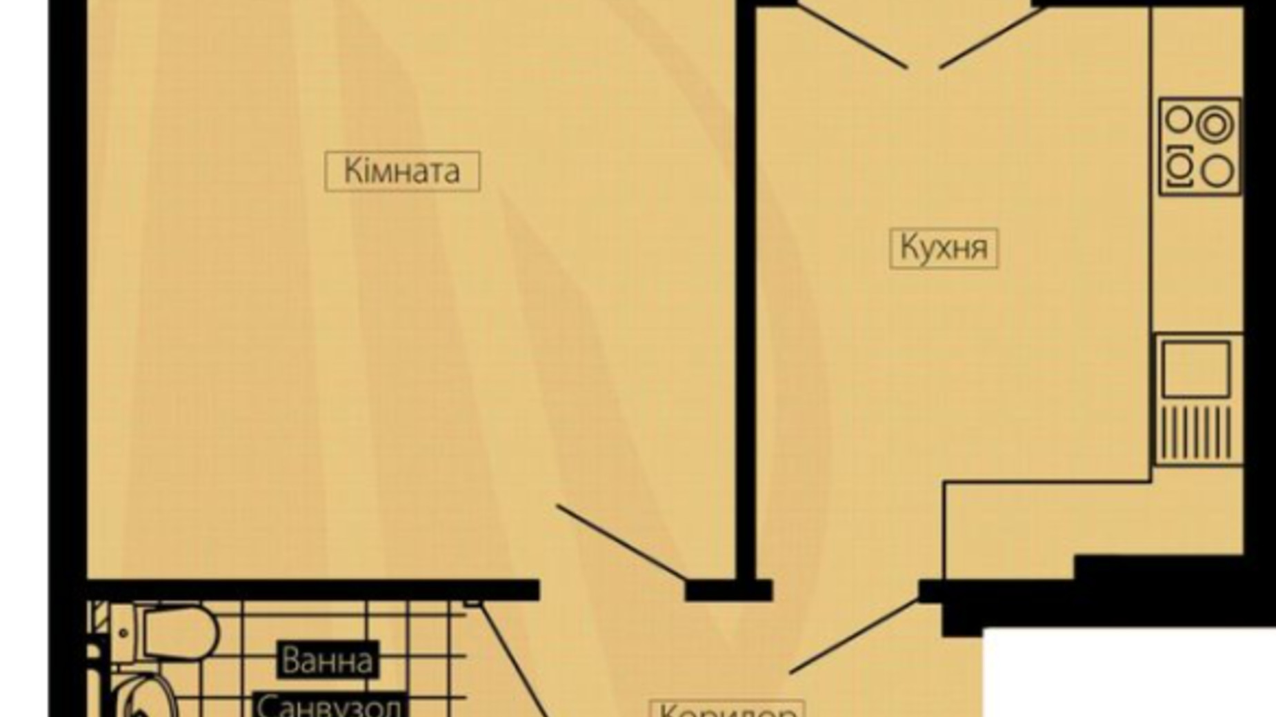 Планування 1-кімнатної квартири в ЖК Сrystal River 40.12 м², фото 339892