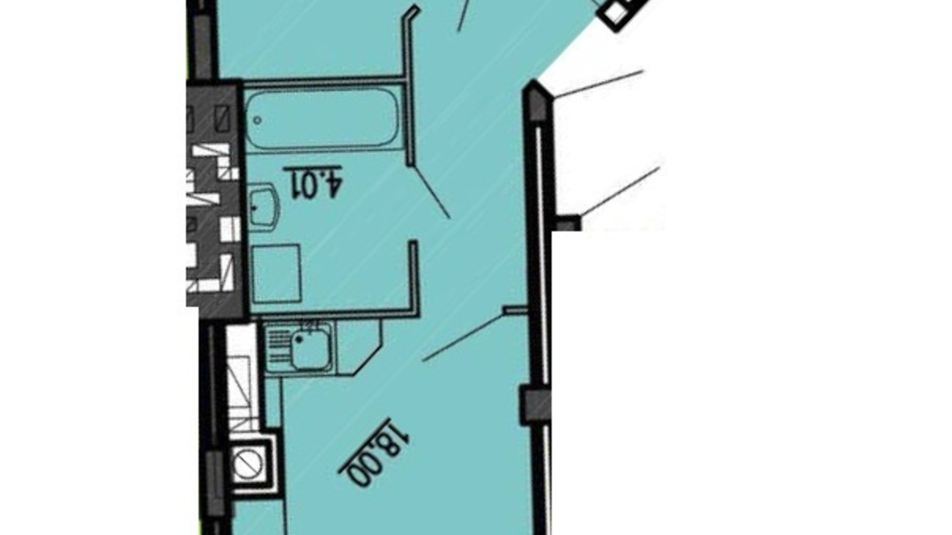 Планування 1-кімнатної квартири в ЖК Бандери-Нова 49.33 м², фото 340231