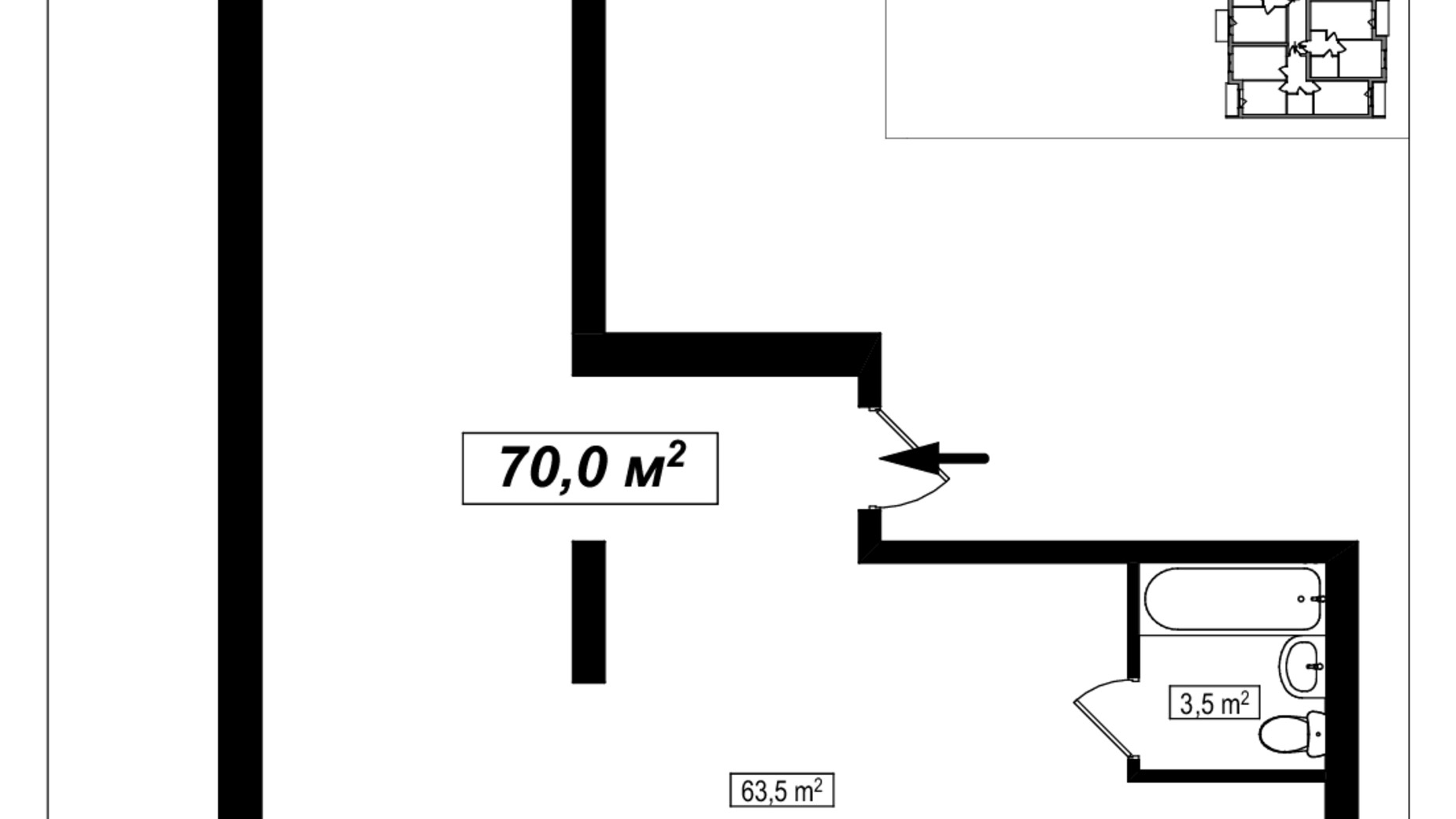 Планировка помещения в ЖК Амстердам 70 м², фото 340349