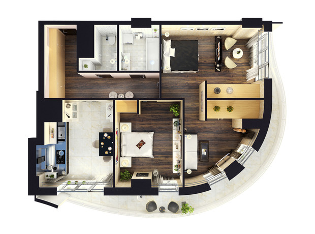 ЖК Unity Towers: планировка 2-комнатной квартиры 84.6 м²