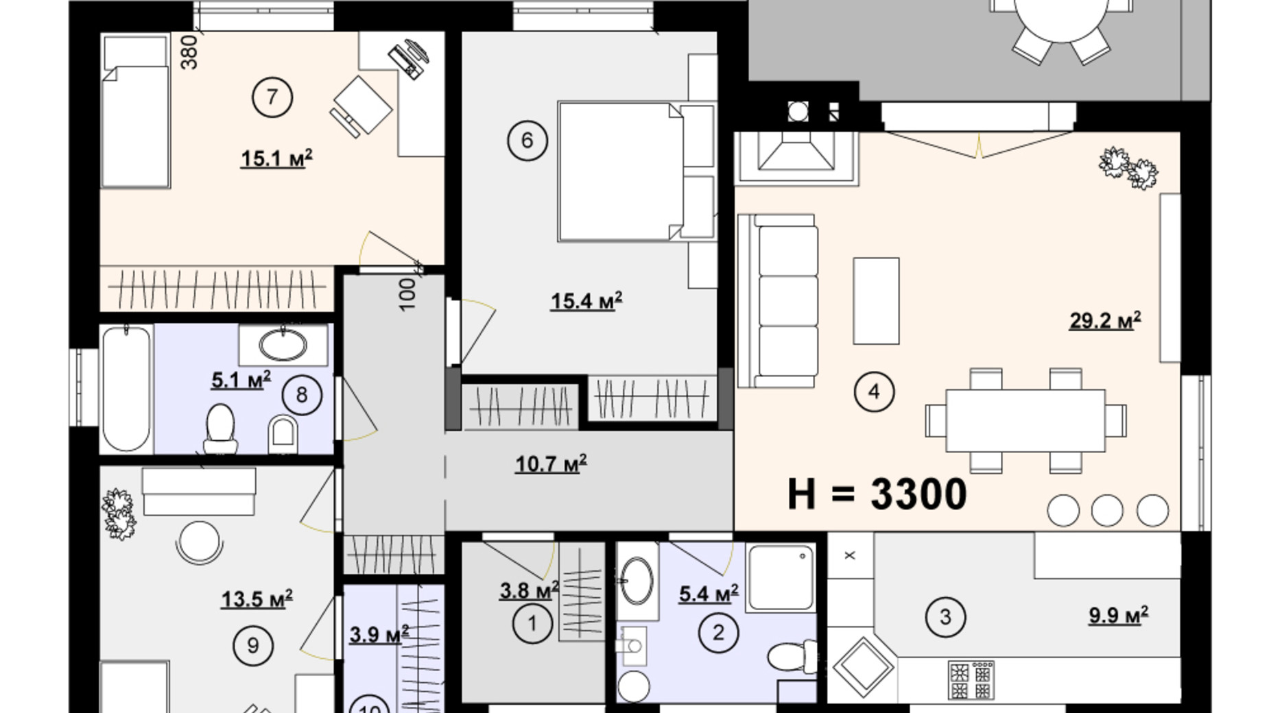 Планировка коттеджа в КГ Новая Конча-Заспа Crystal 120 м², фото 340652