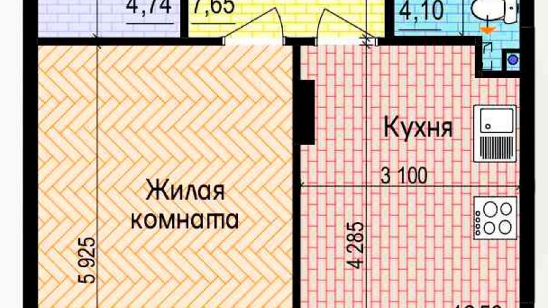 Планування 1-кімнатної квартири в ЖК Пролісок 52.33 м², фото 341127