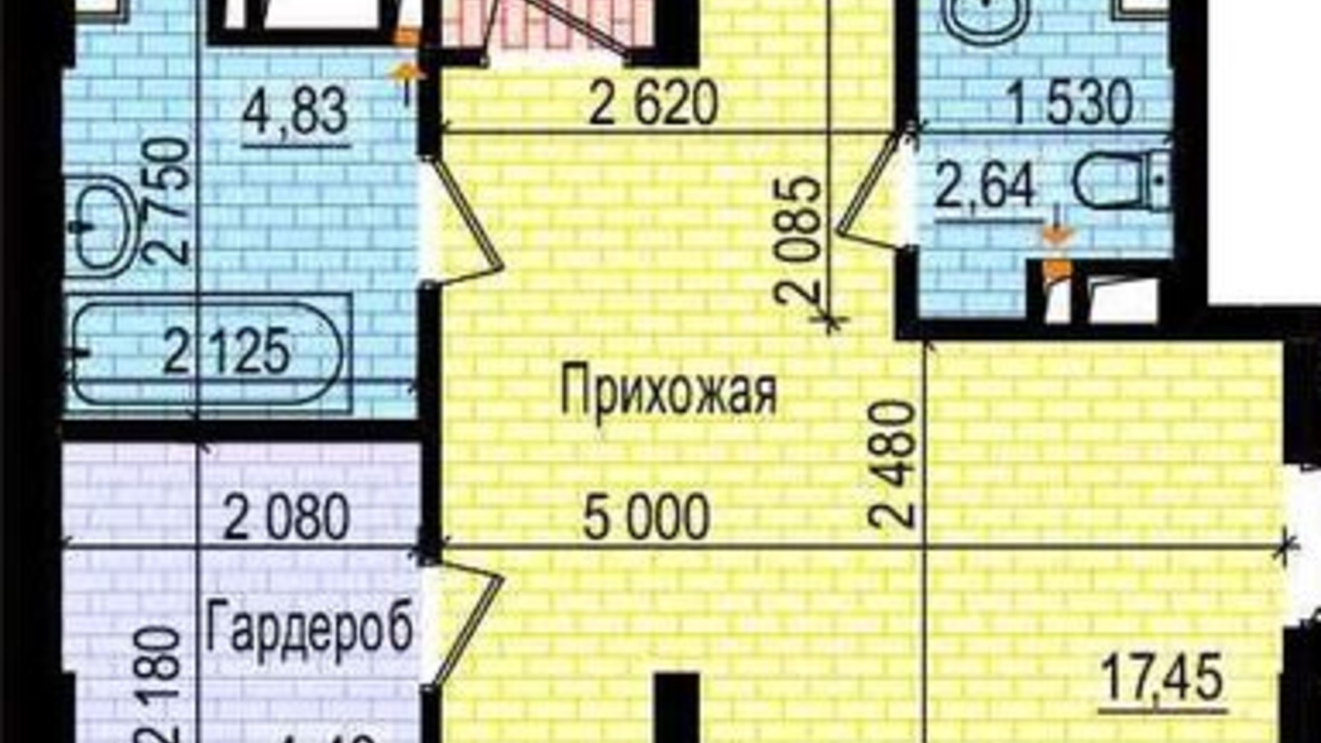 Планировка 2-комнатной квартиры в ЖК Пролисок 81.33 м², фото 341133