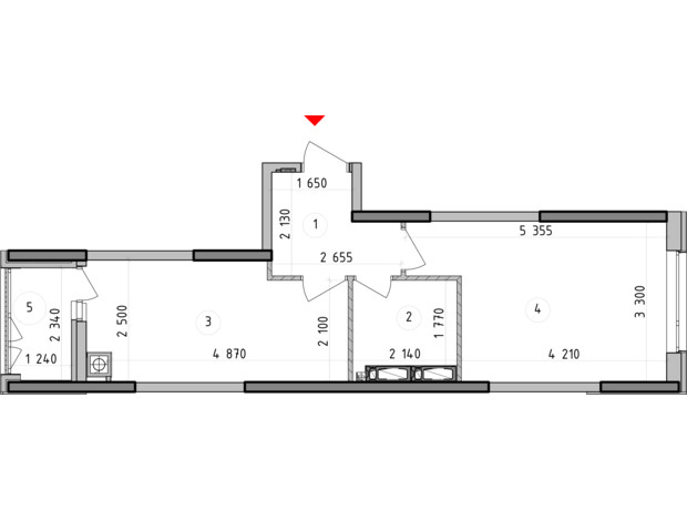 ЖК Оптимісто: планировка 1-комнатной квартиры 39 м²