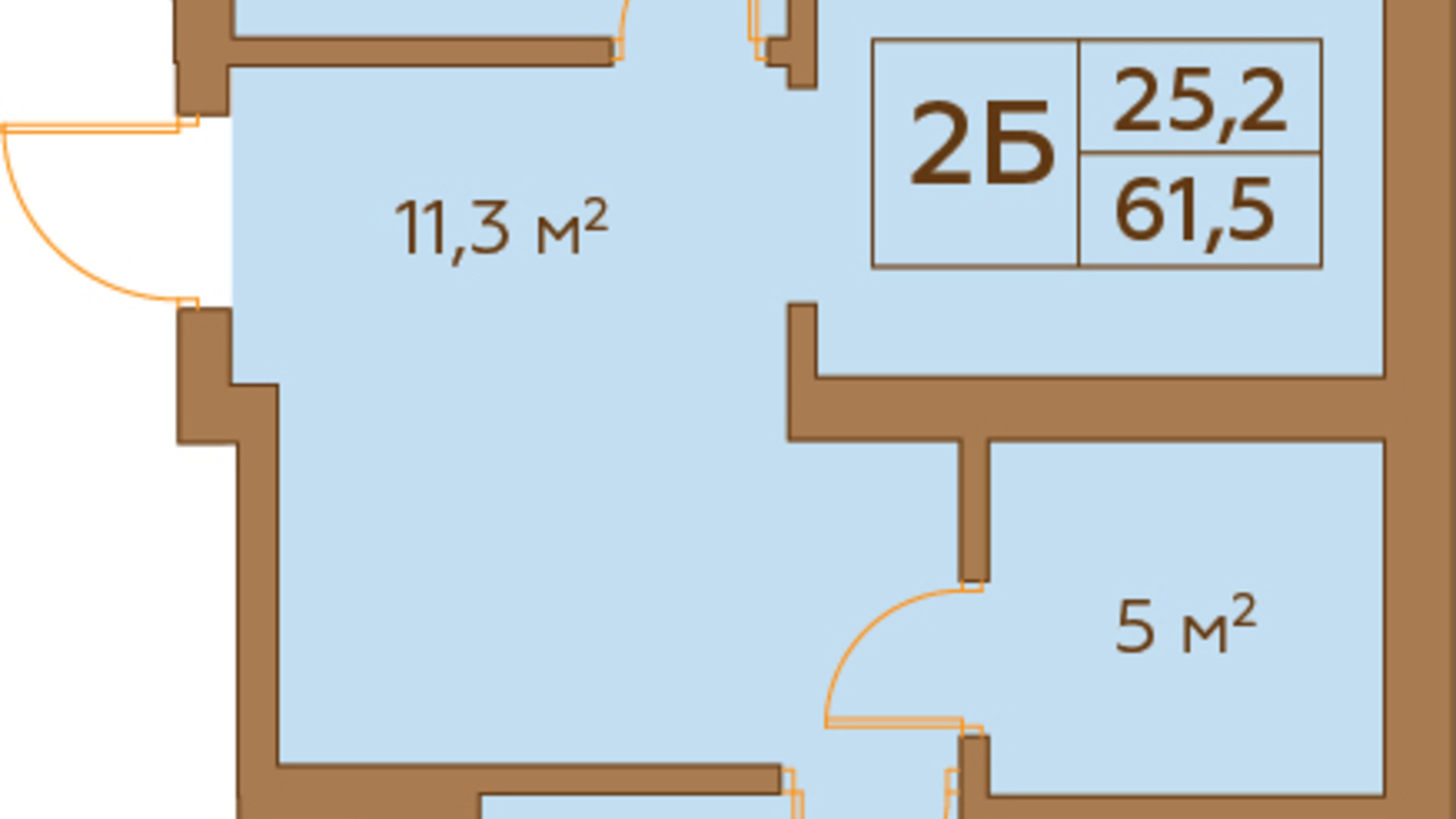 Планування 2-кімнатної квартири в ЖК Гранд Віллас 61.5 м², фото 342576