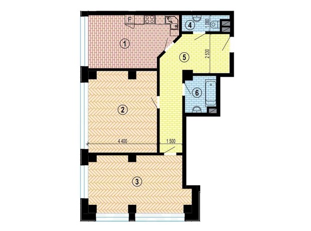 ЖК Twenty two: планировка 2-комнатной квартиры 84.67 м²