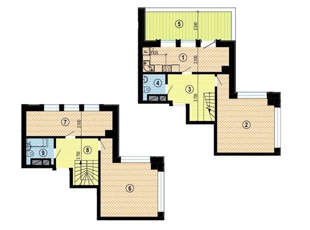 ЖК Twenty two: планировка 3-комнатной квартиры 93.33 м²