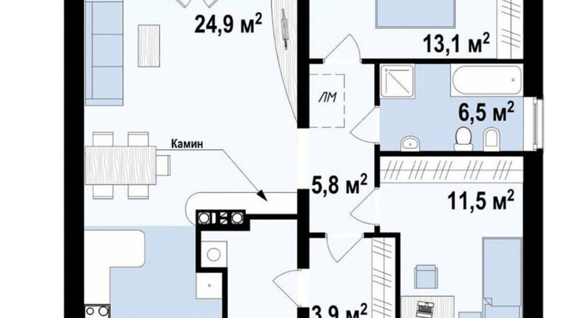 Планировка коттеджа в КГ Comfort Club 87 м², фото 343254