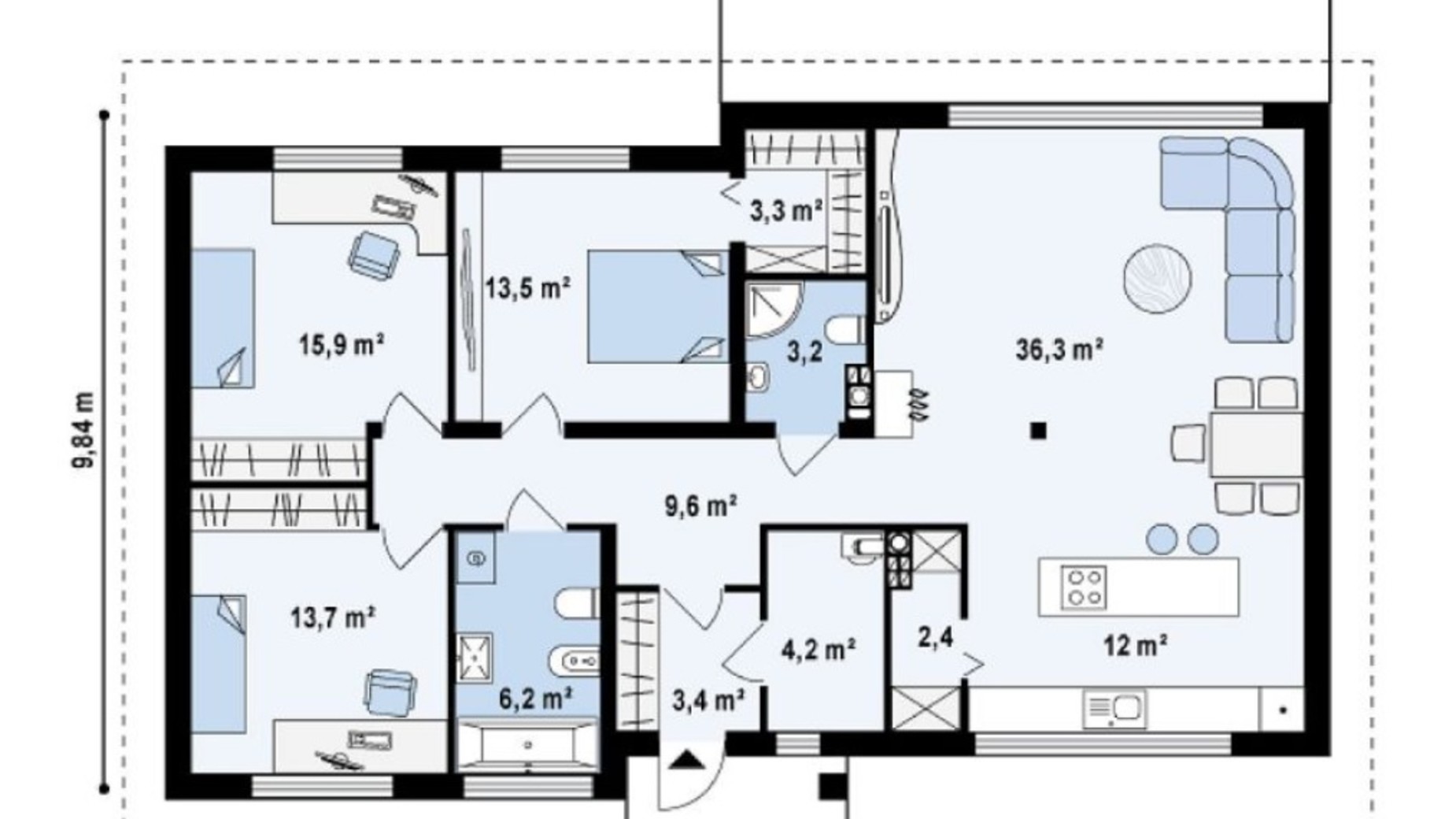 Планування котеджу в КМ Comfort Club 124 м², фото 343269