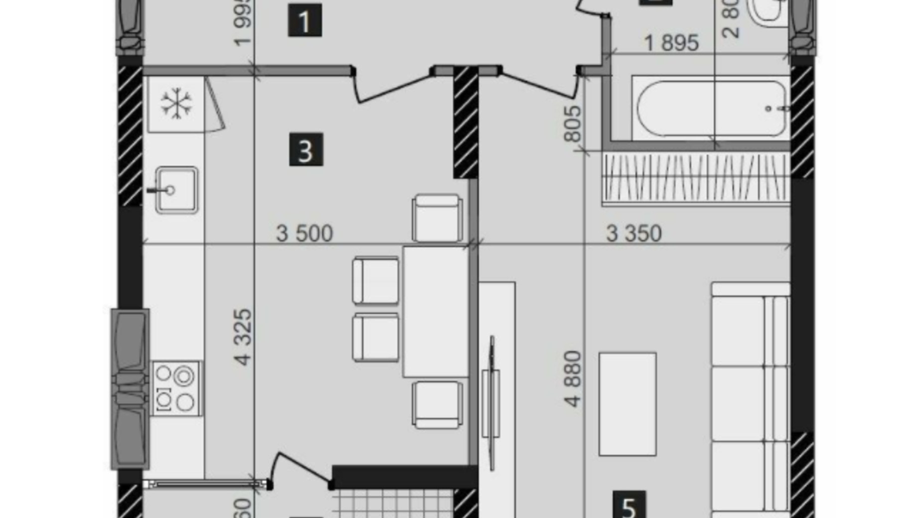 Планировка 1-комнатной квартиры в ЖК Liko-Grad Perfect Town 52.2 м², фото 343520