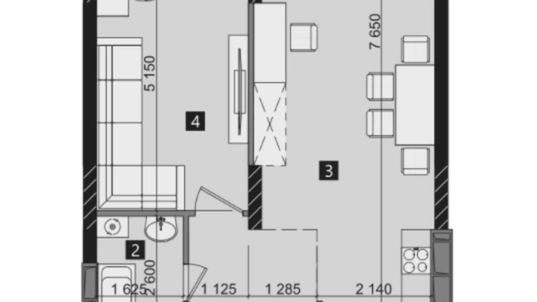 Планировка 1-комнатной квартиры в ЖК Liko-Grad Perfect Town 46.37 м², фото 343529