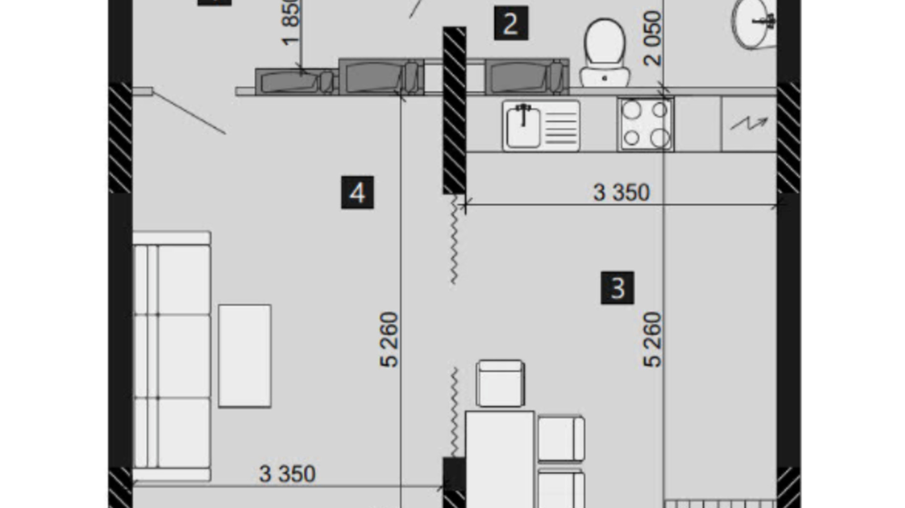 Планировка 1-комнатной квартиры в ЖК Liko-Grad Perfect Town 48.06 м², фото 343537