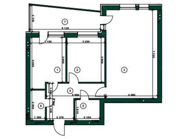 ЖК ParkVille: планування 2-кімнатної квартири 82.38 м²