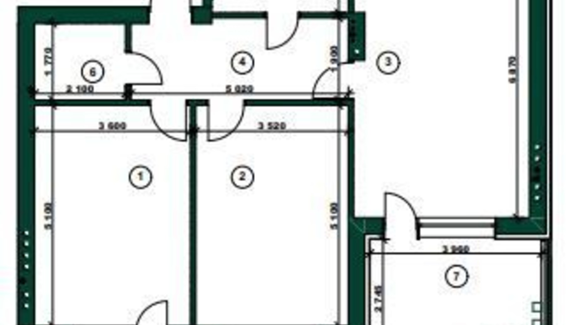 Планування 2-кімнатної квартири в ЖК ParkVille 95.58 м², фото 343559