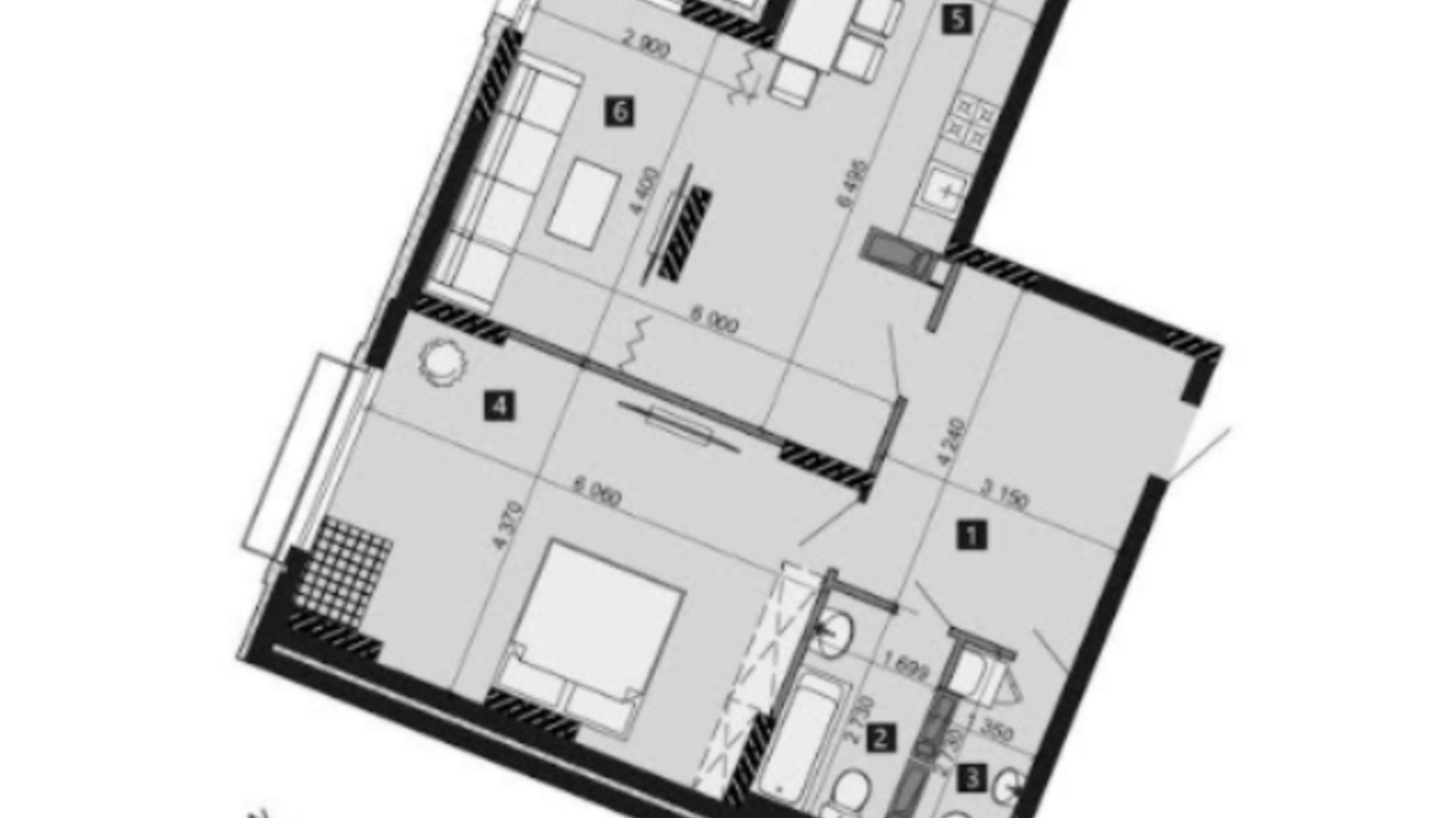 Планировка 2-комнатной квартиры в ЖК Liko-Grad Perfect Town 78.57 м², фото 343571
