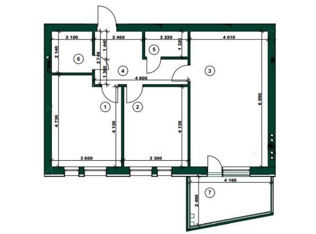 ЖК ParkVille: планировка 2-комнатной квартиры 83.62 м²