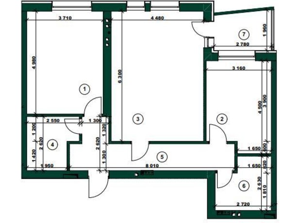 ЖК ParkVille: планування 2-кімнатної квартири 85.73 м²