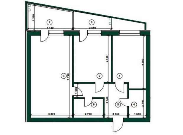 ЖК ParkVille: планировка 2-комнатной квартиры 88.17 м²